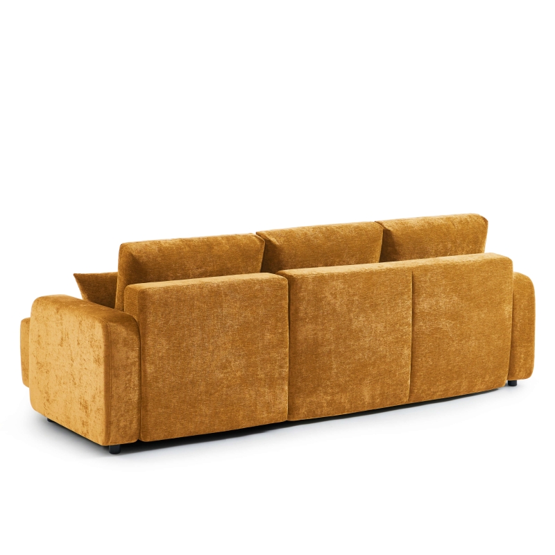 Canapé d'angle convertible et réversible LIVIO 4 places tissu jaune