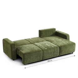 Canapé d'angle convertible et réversible LIVIO 4 places tissu vert