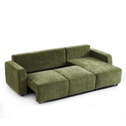 Canapé d'angle convertible et réversible LIVIO 4 places tissu vert