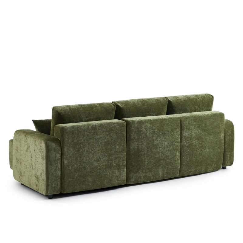 Canapé d'angle convertible et réversible LIVIO 4 places tissu vert
