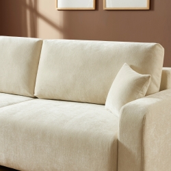 Canapé droit convertible LIVIO 3 places tissu beige