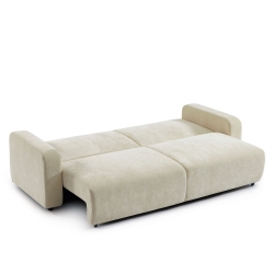 Canapé droit convertible LIVIO 3 places tissu beige