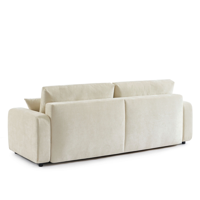 Canapé droit convertible LIVIO 3 places tissu beige