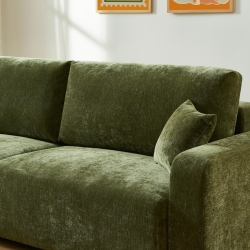 Canapé droit convertible LIVIO 3 places tissu vert