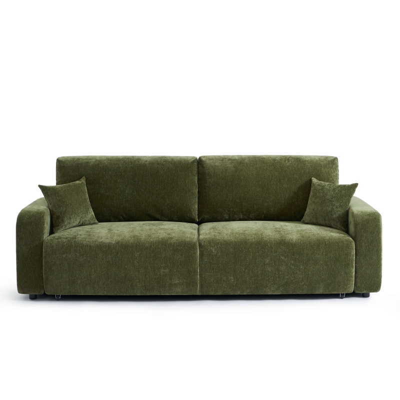Canapé droit convertible LIVIO 3 places tissu vert