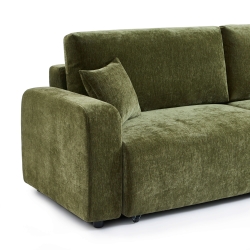 Canapé droit convertible LIVIO 3 places tissu vert