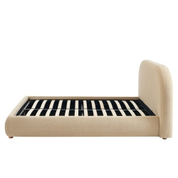 Lit coffre JELLY 160x200 tissu bouclette beige sommier inclus