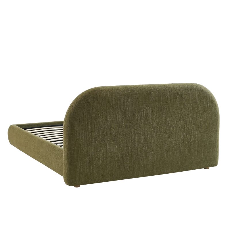 Lit coffre JELLY 160x200 tissu bouclette vert sommier inclus