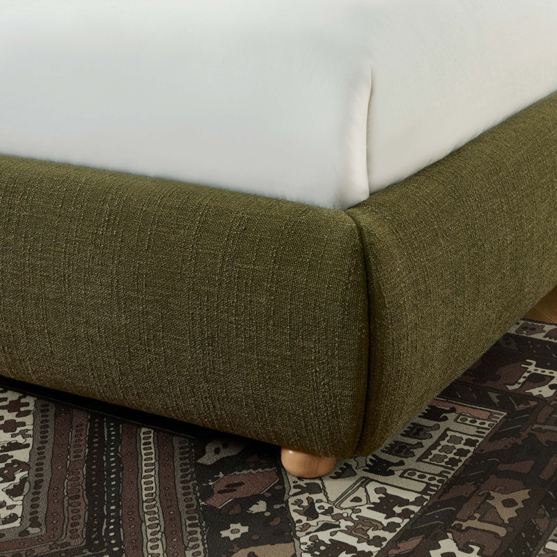 Lit coffre JELLY 160x200 tissu bouclette vert sommier inclus