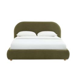Lit coffre JELLY 160x200 tissu bouclette vert sommier inclus