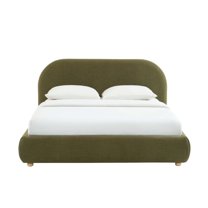 Lit coffre JELLY 160x200 tissu bouclette vert sommier inclus