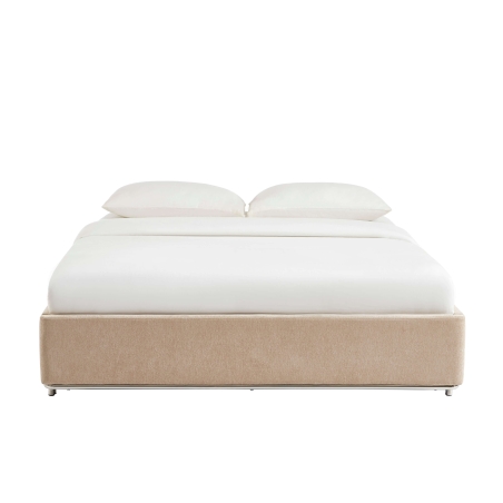 Lit coffre MAGGY 160x200 tissu chenille beige sommier inclus