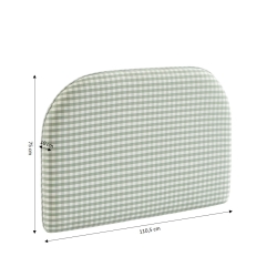 Tête de lit LOUISON tissu vichy vert et blanc 90 cm
