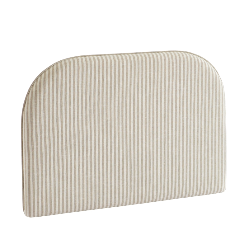 Tête de lit LOUISON tissu lin rayé blanc et beige 90 cm