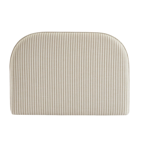Tête de lit LOUISON tissu lin rayé blanc et beige 90 cm