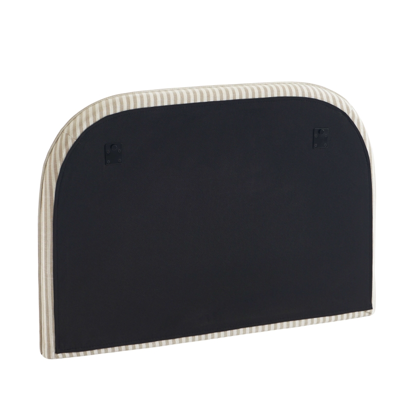 Tête de lit LOUISON tissu lin rayé blanc et beige 90 cm