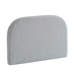 Tête de lit LOUISON tissu lin rayé blanc et bleu 90 cm