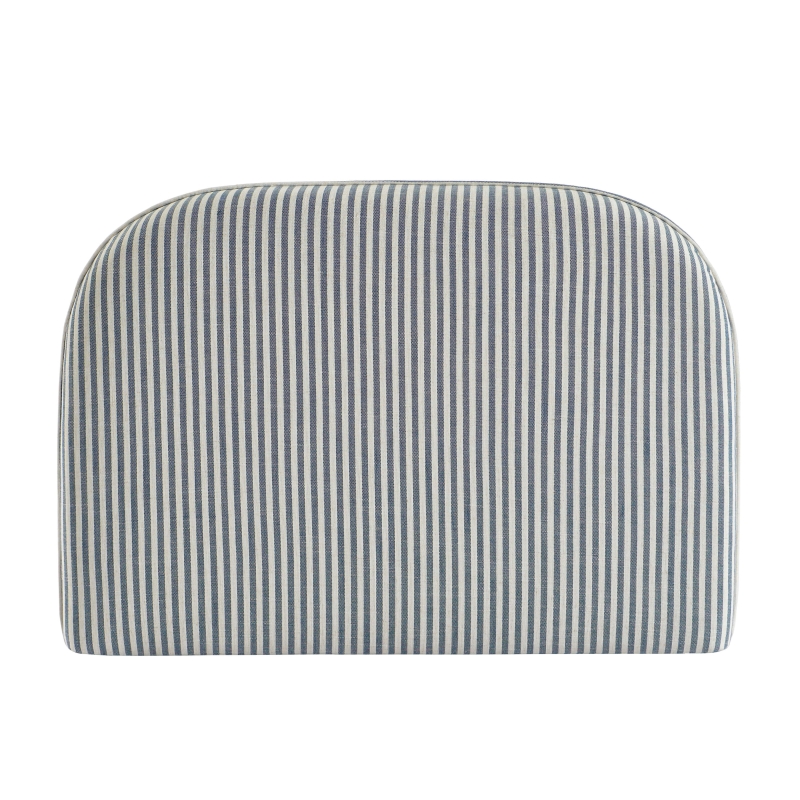 Tête de lit LOUISON tissu lin rayé blanc et bleu 90 cm