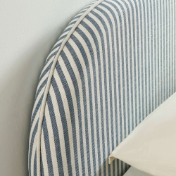 Tête de lit LOUISON tissu lin rayé blanc et bleu 90 cm