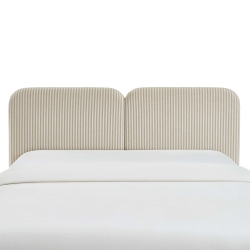 Tête de lit LOUISON tissu lin rayé blanc et beige 160cm