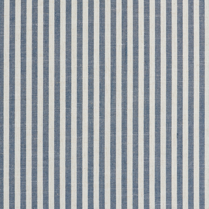 Tête de lit LOUISON tissu lin rayé blanc et bleu 160cm