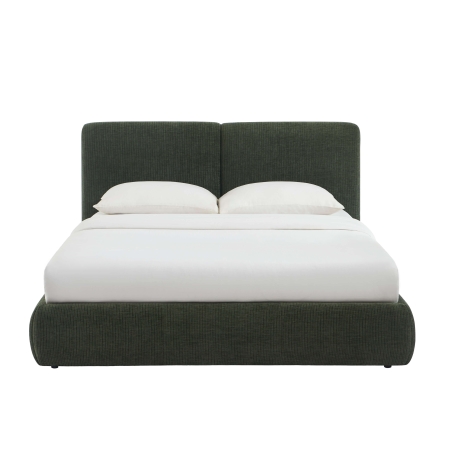 Lit coffre YOKA 160x200 velours côtelé vert sommier inclus