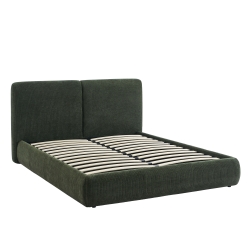 Lit coffre YOKA 160x200 velours côtelé vert sommier inclus