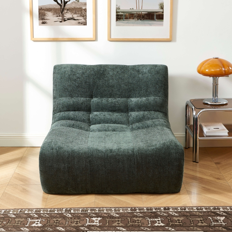 Chauffeuse JANIS modulable 1 place tissu chenille vert