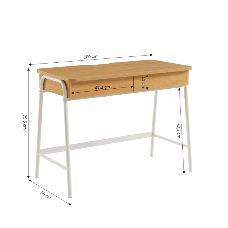 Bureau ESRA effet chêne et blanc 100cm