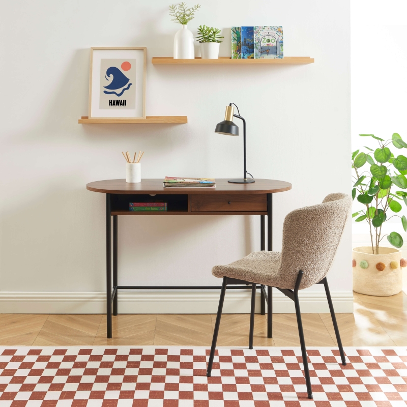 Bureau GAIA effet noyer et noir 110 cm