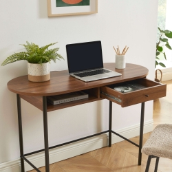 Bureau GAIA effet noyer et noir 110 cm