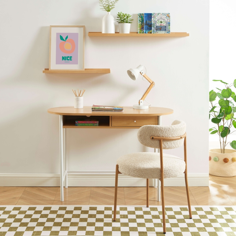 Bureau GAIA effet chêne et blanc 110 cm