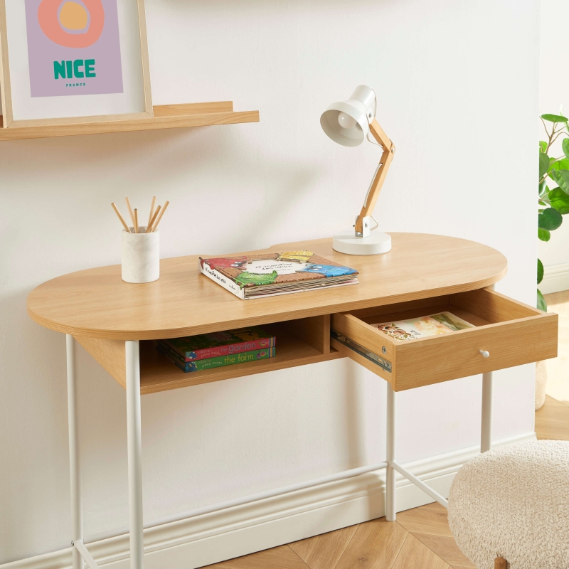 Bureau GAIA effet chêne et blanc 110 cm