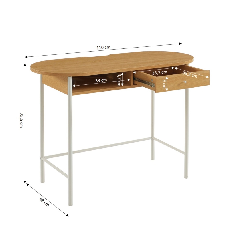 Bureau GAIA effet chêne et blanc 110 cm