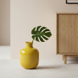 Vase ERI en métal jaune h41 cm