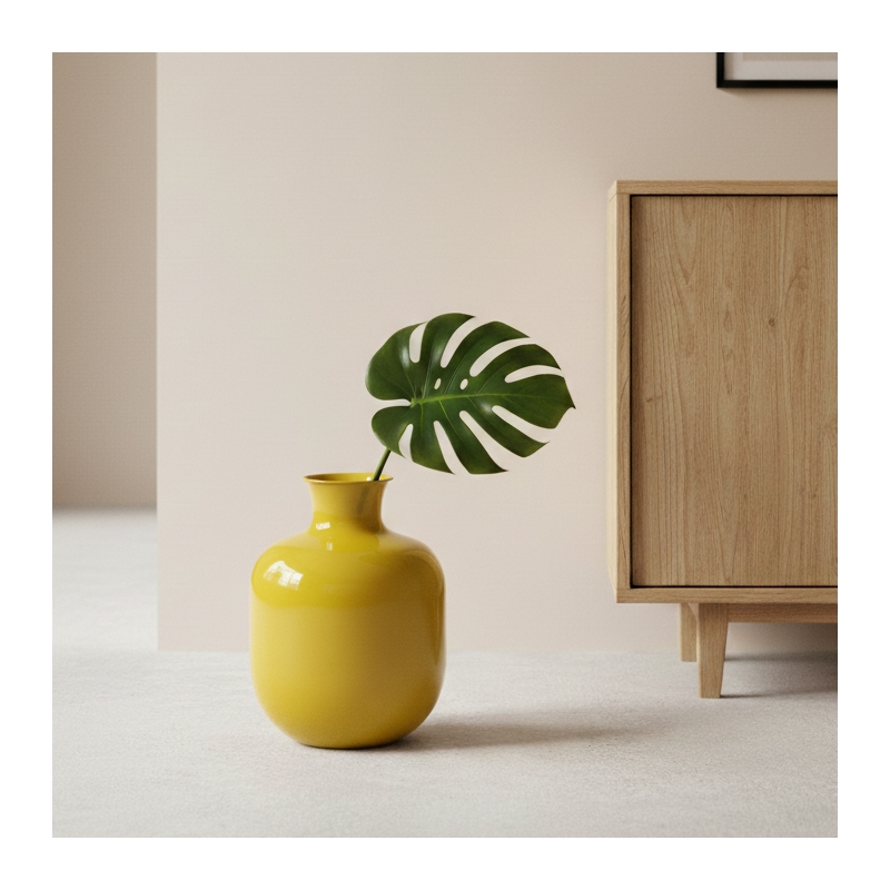 Vase ERI en métal jaune h41 cm