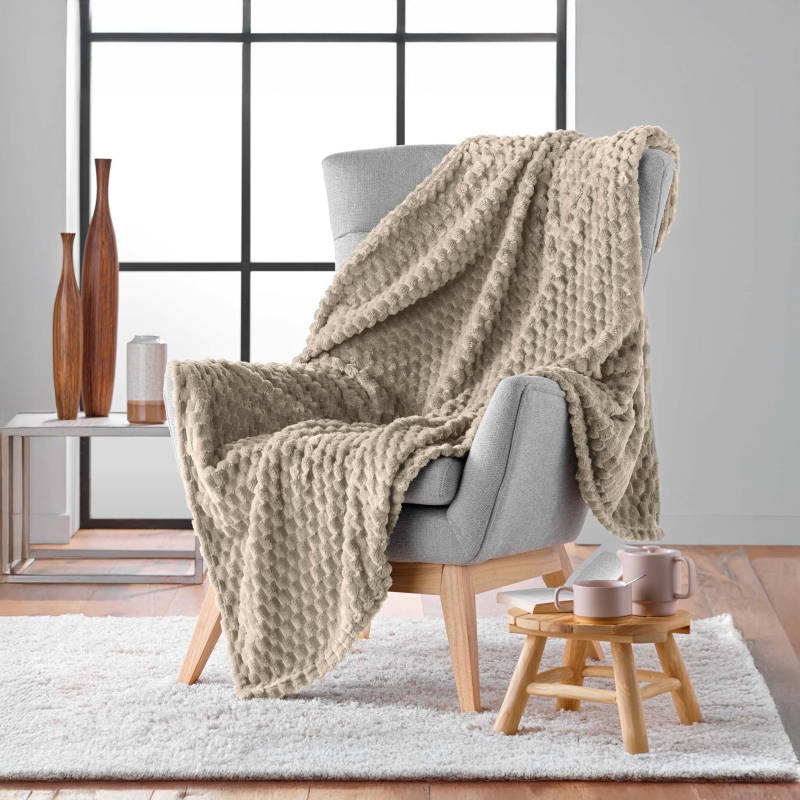 Plaid doux BOFY taupe 125x150 cm