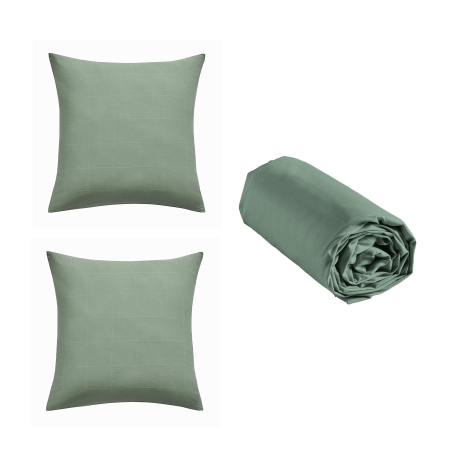 Parure de couette KITO sauge 240x220 cm (3 pièces)