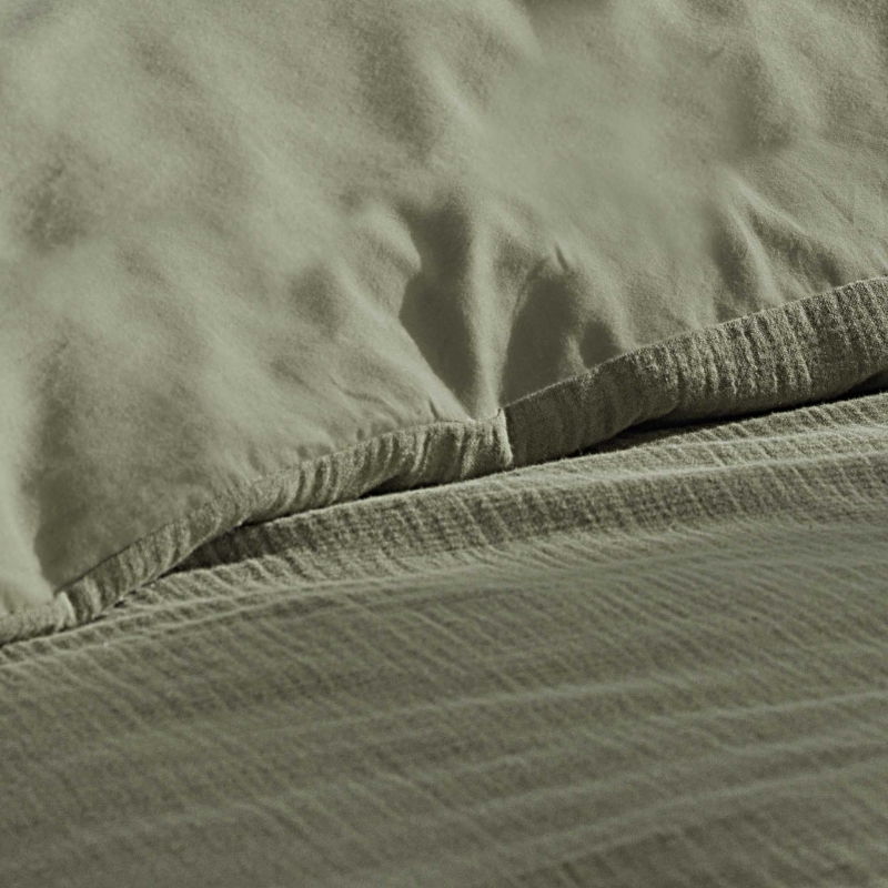 Parure de couette GUSTA kaki 240x220 cm (3 pièces)