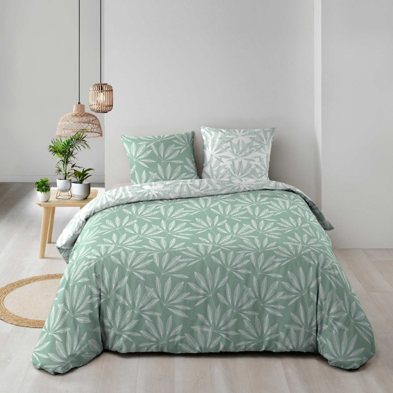 Parure de couette JAKU sauge 240x220 cm (3 pièces)
