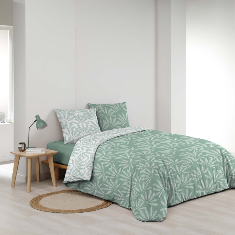 Parure de couette JAKU sauge 260x240 cm (3 pièces)