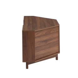 Meuble TV d'angle HARIA effet noyer et rotin 120cm