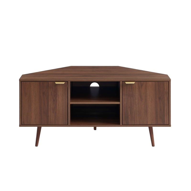 Meuble TV d'angle JEANNE effet noyer 115cm