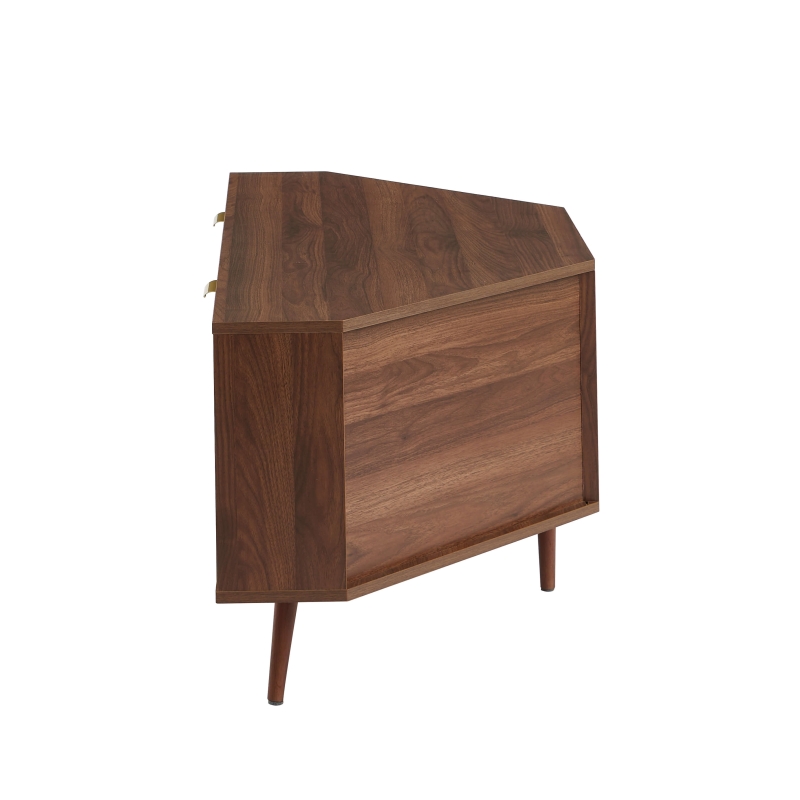 Meuble TV d'angle JEANNE effet noyer 115cm