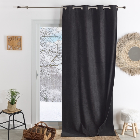 Rideau TYKA isolant, phonique et occultant noir 140x180cm
