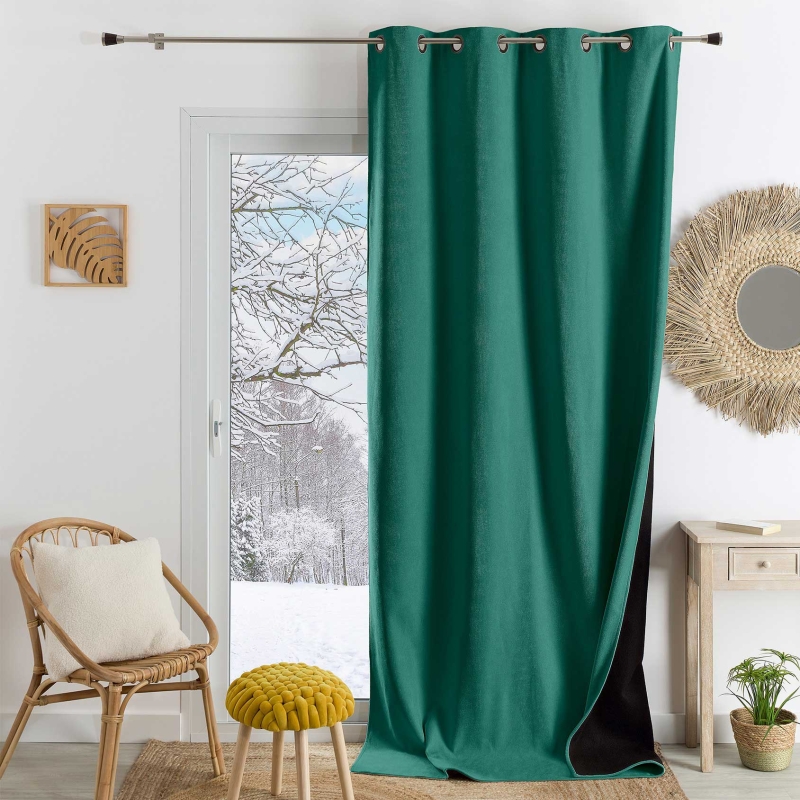 Rideau TYKA isolant, phonique et occultant émeraude 140x180cm
