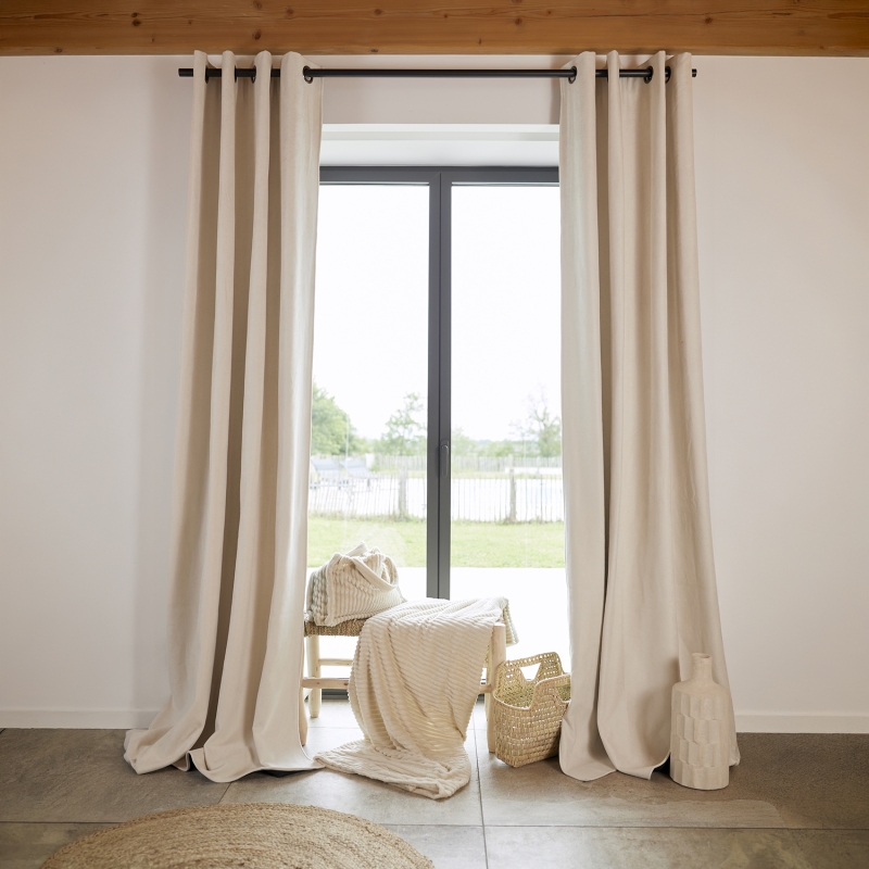 Rideau TYKA isolant, phonique et occultant blanc cassé 140x180cm