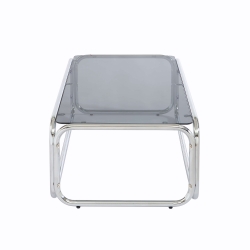 Table basse MAGGY verre trempé noir structure en chrome