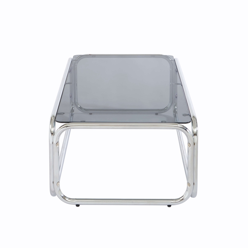 Table basse MAGGY verre trempé noir structure en chrome