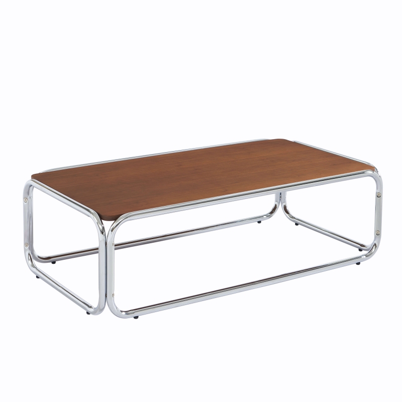 Table basse MAGGY placage noyer structure en chrome